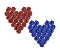 PATIKIL Glitter Roses, 50 Pcs Foam Artificial Flowers Roses Heads Real Looking Fake Flower Bulk with Stem for DIY Wedding Bouquet Centerpieces Wreath Home Party Decoration,Red/Blue