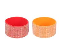 PATIKIL Glitter Silicone Boot, 2 Pcs Diamond Water Bottle Protective Boot Shining Anti Slip Cup Sleeve Accessories for Stanley Tumbler 20-40OZ with 2.9"-3" Bottom, Red/Orange