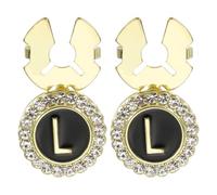 PATIKIL Gold Button Covers, 2Pcs Clip-On Buttons Cufflinks with Rhinestone Raised Letter L Cuff Links for Men Women French Shirt Business or Formal Attend Clothing Accessories