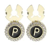 PATIKIL Gold Button Covers, 2Pcs Clip-On Buttons Cufflinks with Rhinestone Raised Letter P Cuff Links for Men Women French Shirt Business or Formal Attend Clothing Accessories