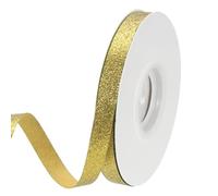 PATIKIL Gold Metallic Glitter Ribbon Roll, 3/8 Inch x 25 Yards Sparkly Ribbon Single Sided Cut Edge Design Gift Wrapping Fabric Rolls for DIY Crafts Wedding Party Home Decor