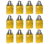PATIKIL Gold Tone Gift Bags with Laser Coating, 12pcs Reusable Goodie Bags with Handle for Wedding Birthday Party Shopping Cosmetic, 8" x 4" x 10"