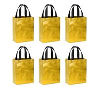 PATIKIL Gold Tone Gift Bags with Laser Coating, 6pcs Reusable Goodie Bags with Handle for Wedding Birthday Party Shopping Cosmetic, 8" x 4" x 10"