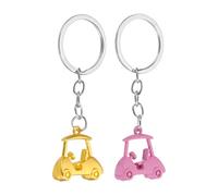 PATIKIL Golf Cart Keychain, 2 Pcs Mini Cute Golf Key Chain Sport Pendant Key Ring Bag Backpack Decor for Men Women Party Gifts Favors, Pink/Gold