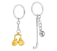 PATIKIL Golf Cart Keychain, Mini Cute Golf Ball Key Chain Sport Pendant Key Ring Bag Backpack Decor for Men Women Party Gifts Favors, Gold