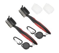 PATIKIL Golf Club Brush with 2.75 Ft Retractable Zip-line, 2 Pack Golf Club Groove Cleaner with Cleaning Tip Nylon and Wire Bristles, Red