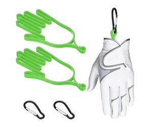 PATIKIL Golf Gloves Stretcher, 2 Pcs Plastic Keeper Support Rack Holder Dryer Hanger Frame with Hanging Hooks for Men Women Sports Gloves Maintenance, Green