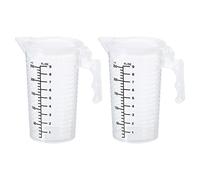 PATIKIL Graduated Beaker, 2 Pack 250ml PP Plastic Liquid Measuring Cup Double Sided Black Graduations with Handle Lid and Spout for Lab Kitchen Home