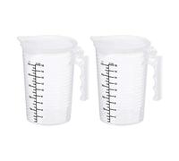 PATIKIL Graduated Beaker, 2 Pack 500ml PP Plastic Liquid Measuring Cup Double Sided Black Graduations with Handle Lid and Spout for Lab Kitchen Home