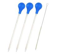 PATIKIL Graduated Dropper Pipettes Kit, 3 Pcs 25ml Borosilicate Glass Pipette with Blue Rubber Cap and Brush for Transfer Liquid for Lab, Chemistry, Clear