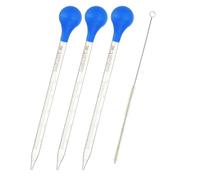 PATIKIL Graduated Dropper Pipettes Kit, 3 Pcs 5ml Borosilicate Glass Pipette with Blue Rubber Cap and Brush for Transfer Liquid for Lab, Chemistry, Clear