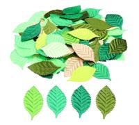 PATIKIL Green Artificial Leaves 100 Pcs Fake Leaves Fabric Faux Leaf | for DIY Home Wedding Decoration Bouquets Wreaths Party Decor, Style 1
