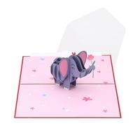 PATIKIL Greeting Cards, Elephant Thank You Cards Birthday Card with Envelope and Blank Note Card 3D for Women Friends Anniversary Valentine's Day, Red