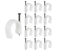 PATIKIL Half Clamp J-Hook with Nail 1-1/4" / 32mm, 70Pcs Pex Pipe Fixture Cable Clip Wire Wall Support Holder for Tubing CPVC Copper Pipe Fixing Connection, White, 45mm Long Nail
