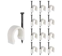 PATIKIL Half Clamp J-Hook with Nail 1" / 25mm, 70Pcs Pex Pipe Fixture Cable Clip Wire Wall Support Holder for Tubing CPVC Copper Pipe Fixing Connection, White, 55mm Long Nail
