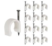 PATIKIL Half Clamp J-Hook with Nail 1" / 25mm, 70Pcs Pex Pipe Fixture Cable Clip Wire Wall Support Holder for Tubing CPVC Copper Pipe Fixing Connection, White, 45mm Long Nail