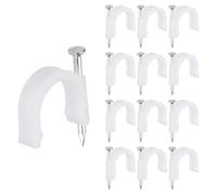 PATIKIL Half Clamp J-Hook with Nail 3/4" / 20mm, 210Pcs Pex Pipe Fixture Cable Clip Wire Wall Support Holder for Tubing CPVC Copper Pipe Fixing Connection, White, 35mm Long Nail