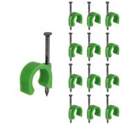 PATIKIL Half Clamp J-Hook with Nail 3/4" / 20mm, 95Pcs Pex Pipe Fixture Cable Clip Wire Wall Support Holder for Tubing CPVC Copper Pipe Fixing Connection, Green, 50mm Long Nail