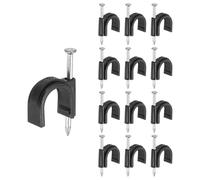 PATIKIL Half Clamp J-Hook with Nail 3/4" / 20mm, 95Pcs Pex Pipe Fixture Cable Clip Wire Wall Support Holder for Tubing CPVC Copper Pipe Fixing Connection, Black, 50mm Long Nail