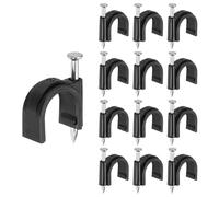 PATIKIL Half Clamp J-Hook with Nail 3/4" / 20mm, 95Pcs Pex Pipe Fixture Cable Clip Wire Wall Support Holder for Tubing CPVC Copper Pipe Fixing Connection, Black, 40mm Long Nail