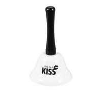 PATIKIL Hand Bell, 3" Small Service Call Bell with Handle Metal Ringing Loud Jingle for Wedding Restaurant Hotel Senior Bedside Classroom Dinner Pet Animal Training(Black KISS, White)