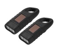 PATIKIL Hand Crank Solar Powered Flashlight, 2 Pcs Emergencies Rechargeable LED Flashlight Solar Power Charging for Camping, Hiking, Outdoor Sports, Black
