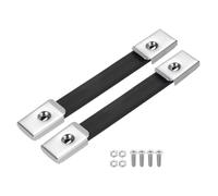 PATIKIL Handle Strap Replacement 7.8 Inch, 2Pcs Rubber Amplifiers Speaker Cabinet Strap Handle with Metal End Caps and Hardware Accessories, Silver Tone