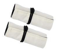PATIKIL Handmade 24 Slots Roll Up Pencil Case, 2 Pack Canvas Pencil Wrap Pouch Pen Holder Organizer for Artist Drawing Coloring Sketching, White/Black