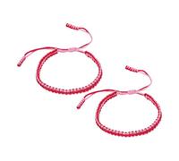 PATIKIL Handmade Braided String Bracelets, 2 Pcs Adjustable Braided Rope Matching Bracelets Tibetan String Lucky Protection Wristbands for Couple Women Men, Pink Rose Red