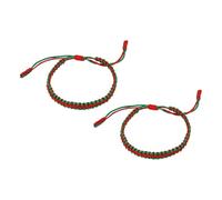PATIKIL Handmade Braided String Bracelets, 2 Pcs Adjustable Braided Rope Matching Bracelets Tibetan String Lucky Protection Wristbands for Couple Women Men, Red Green