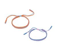 PATIKIL Handmade Braided String Bracelets, 2 Pcs Adjustable Braided Rope Matching Bracelets Tibetan String Lucky Protection Wristbands for Couple Women Men, Lake Blue Orange/Blue Pink