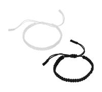 PATIKIL Handmade Braided String Bracelets, 2 Pcs Adjustable Braided Rope Matching Bracelets Tibetan String Lucky Protection Wristbands for Couple Women Men, Black/White