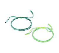PATIKIL Handmade Braided String Bracelets, 2 Pcs Adjustable Braided Rope Matching Bracelets Tibetan String Lucky Protection Wristbands for Couple, Lake Blue Bright Green/Lake Blue Green
