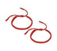 PATIKIL Handmade Braided String Bracelets, 2 Pcs Adjustable Braided Rope Matching Bracelets Tibetan String Lucky Protection Wristbands for Couple Women Men, Red