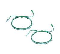 PATIKIL Handmade Braided String Bracelets, 2 Pcs Adjustable Braided Rope Matching Bracelets Tibetan String Lucky Protection Wristbands for Couple Women Men, Lake Blue Green