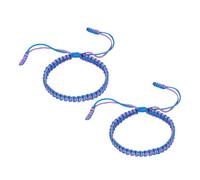PATIKIL Handmade Braided String Bracelets, 2 Pcs Adjustable Braided Rope Matching Bracelets Tibetan String Lucky Protection Wristbands for Couple Women Men, Blue Purple