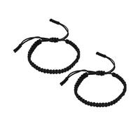 PATIKIL Handmade Braided String Bracelets, 2 Pcs Adjustable Braided Rope Matching Bracelets Tibetan String Lucky Protection Wristbands for Couple Women Men, Black