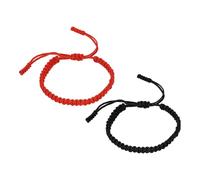 PATIKIL Handmade Braided String Bracelets, 2 Pcs Adjustable Braided Rope Matching Bracelets Tibetan String Lucky Protection Wristbands for Couple Women Men, Black/Red