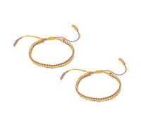 PATIKIL Handmade Braided String Bracelets, 2 Pcs Adjustable Braided Rope Matching Bracelets Tibetan String Lucky Protection Wristbands for Couple Women Men, Purple Yellow