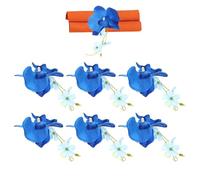 PATIKIL Handmade Orchid Flower Napkin Rings, 6 Pack Handcraft Floral Napkin Holder for Wedding Birthday Banquet Table Decoration Christmas Thanksgiving, Blue
