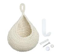 PATIKIL Hanging Fruit Baskets for Kitchen, Medium Size Teardrop Home Decor Storage Hand-Woven Wall Hanging Basket for Garlic Potato Vegetable, Beige
