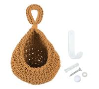 PATIKIL Hanging Fruit Baskets for Kitchen, Mini Size Teardrop Home Decor Storage Hand-Woven Hanging Basket for Garlic Potato Vegetable, Caramel Color