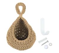 PATIKIL Hanging Fruit Baskets for Kitchen Mini Size Teardrop Home Decor Storage Hand-Woven Hanging Baskets for Garlic Potato Vegetable, Brown