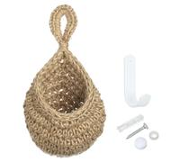 PATIKIL Hanging Fruit Baskets for Kitchen, Mini Size Teardrop Home Decor Storage Hand-Woven Wall Hanging Basket for Garlic Potato Vegetable, Brown