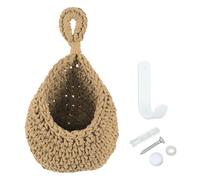 PATIKIL Hanging Fruit Baskets for Kitchen, Small Size Teardrop Home Decor Storage Hand-Woven Hanging Baskets for Garlic Potato Vegetable, Brown