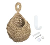 PATIKIL Hanging Fruit Baskets for Kitchen, Small Size Teardrop Home Decor Storage Hand-Woven Wall Hanging Basket for Garlic Potato Vegetable, Brown