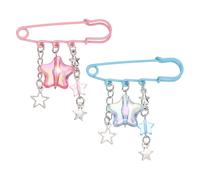PATIKIL Hanging Long Chain 2Pcs Brooch Pin, Stars Tassel Safety Punk Cool Retro Collar Chain Pin Brooch for Women Men Wedding Collar Sweater Shawl Suit Coat Dress, Blue Pink