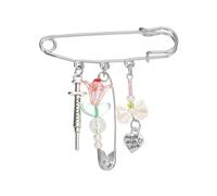 PATIKIL Hanging Long Chain Brooch Pin, Flowers Tassel Safety Punk Cool Retro Collar Chain Pin Brooch for Women Men Wedding Collar Sweater Shawl Suit Coat Dress, Pink