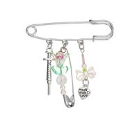 PATIKIL Hanging Long Chain Brooch Pin, Flowers Tassel Safety Punk Cool Retro Collar Chain Pin Brooch for Women Men Wedding Collar Sweater Shawl Suit Coat Dress, Green
