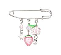 PATIKIL Hanging Long Chain Brooch Pin, Fruit Tassel Safety Punk Cool Retro Collar Chain Pin Brooch for Women Men Wedding Collar Sweater Shawl Suit Coat Dress, Pink